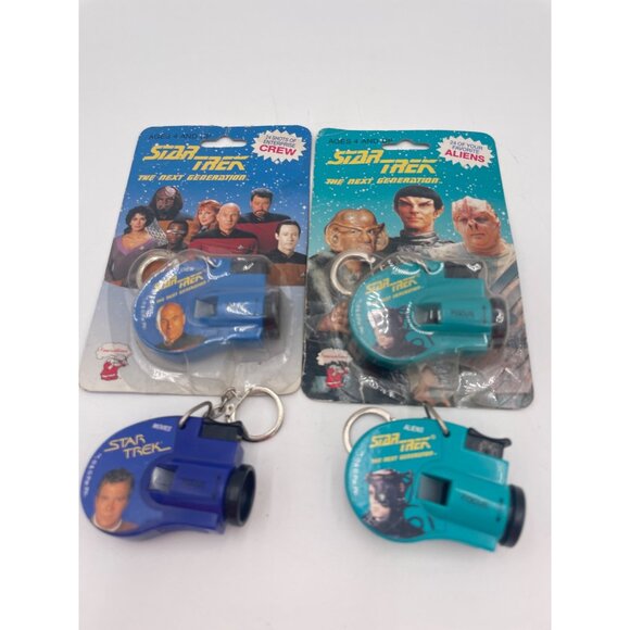 Star Trek The Next Generation Keychain Click Viewers 1993 Set Of 2 Alien & Crew - Picture 5 of 7